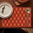 thumbnail image 5 of Red and Orange Argyle Pattern Summer Placemats Table Placemats Set Of 4-Linen Kitchen Washable Placemats Table Mats 11.8"x17.7" Non-Slip Heat Resistant, 5 of 6