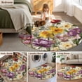 thumbnail image 5 of Round Rugs 5 Ft, Spring Floral Non Slip Area Rugs for Kitchen Bedroom Entryway, Farmhouse Flowers Watercolor Botanical Elegant Washable Carpet Runner Rug Floor Mats for Bedroom Home Decor, 5 of 8