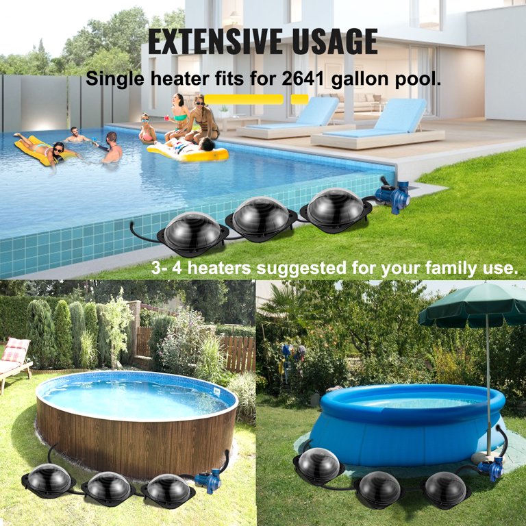 VEVOR Solar Dome Heater for Inground/Above Ground Swimming Pool Solar Dome  Outdoors Pool Dome Single Unit Solar Water Heater Heats Pools up to 2641  Gallons Solar Powered Dome Black Heater Contour -