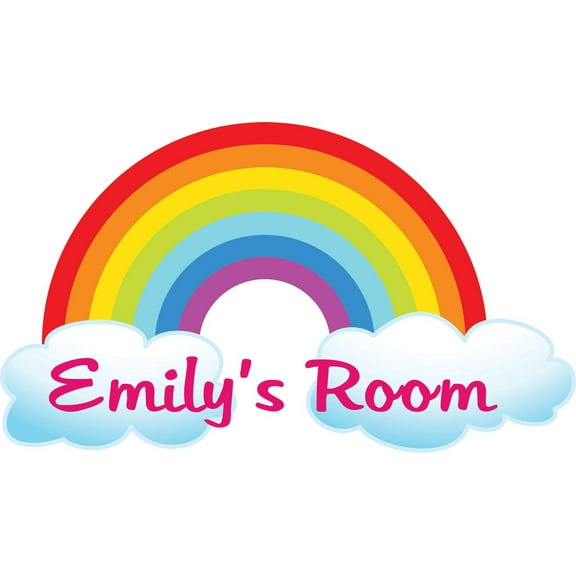 Personalized Name Vinyl Decal Sticker Custom Initial Wall Art Personalization Decor Girl Colorful Rainbow Clouds Bedroom 15 Inches X 20 Inches