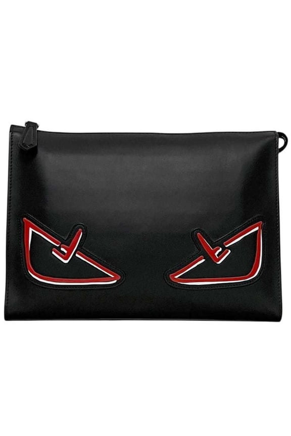 Pre-Owned Fendi Clutch Bag, Black, Bag Bugs, 7VA433 A72K 198 0189, Monster Leather, FENDI