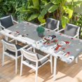 thumbnail image 2 of Grey Snowman Christmas Table Cloths for 8 Foot Rectangle Tables, Xmas Snowflake Winter Ball Patio Waterproof Elastic Fitted Tablecloths, Washable Rectangular Table Cover for Camping, 2 of 8