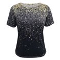 thumbnail image 3 of Outfmvch T-Shirts pour Femmes T-Shirt Décontracté Manches Courtes Col à Revers Imprimé Paillettes Ample Rond Hauts Multicolores, 3 of 6
