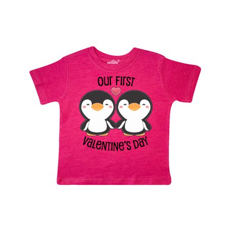 

Inktastic Our First Valentines Day- cute penguins Gift Toddler Boy or Toddler Girl T-Shirt