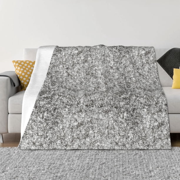 Fotbe Silver Glitter Manta de Franela con Estampado, Manta Ultrasuave para Cama, Sofá, Auto, Hipoalergénica y Antibolitas-40"x30"