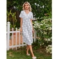thumbnail image 3 of Ekouaer Nightgowns for Women Bamboo Viscose Long Night Gown Short Sleeve Moo Moos V Neck Sleep Shirts Pleated House Dress, 3 of 6