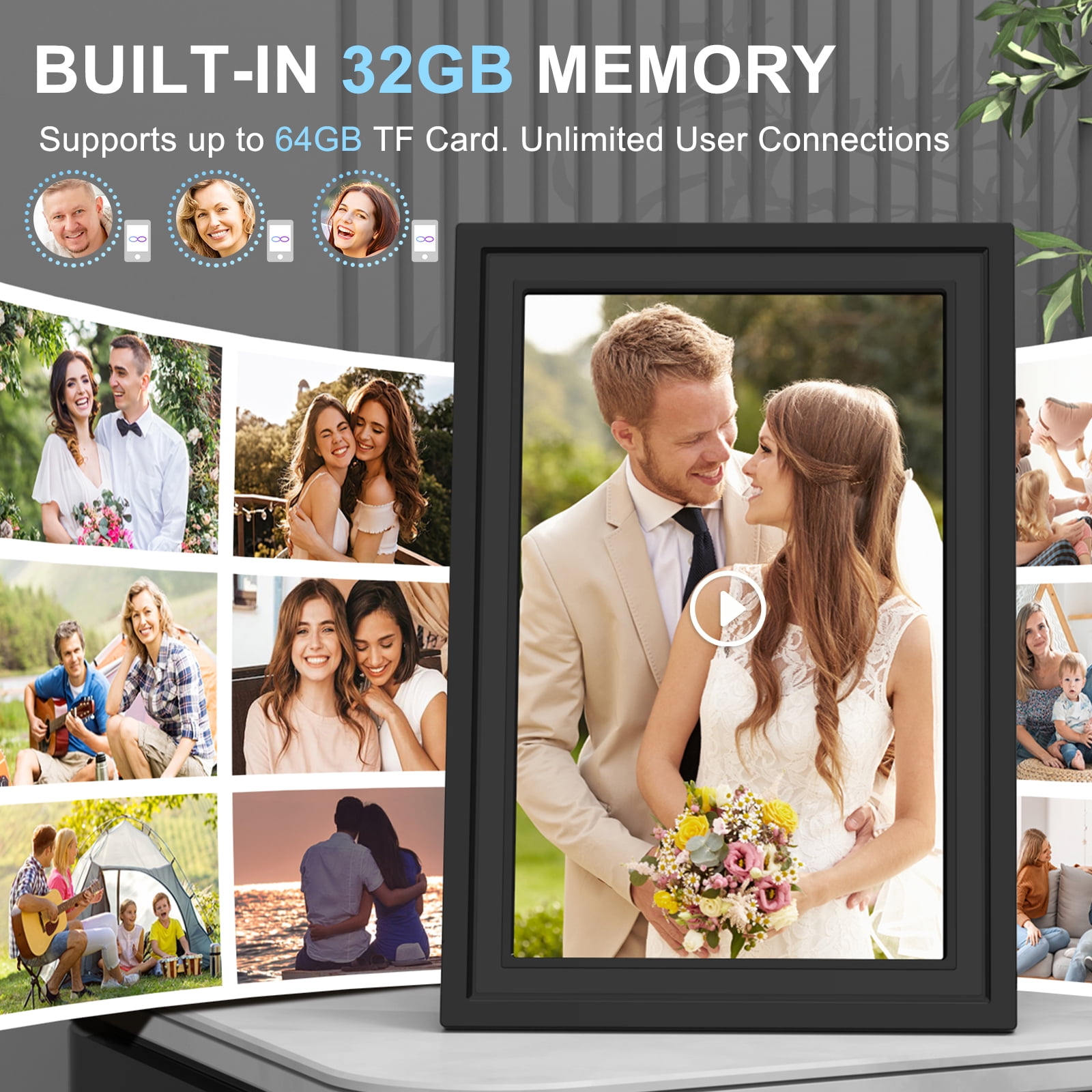 Digital Picture Frame - Uhale WiFi 10.1 inch IPS Touch Screen Digital Photo Frame Display for Gifting, 32GB Storage Support 64G TF Card, Auto-Rotate, Share Photos Via Uhale App from Anywhere