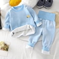 thumbnail image 2 of Kogui Baby Pajamas Girl 2 Piece Girls Fleece Lined Thermal Underwear Set Bear Print Long Sleeve Top and High Waist Pants Baby Toddler Pjs 12 18 Months (Blue,12-18 Months), 2 of 7