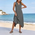 thumbnail image 4 of Admvng Womens Dress V Neck Sleeveless Asymmetrical Hem Summer Comfy Dress, 4 of 8