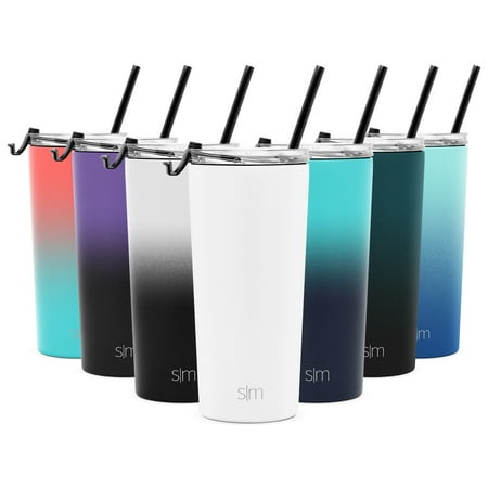 Simple Modern 20oz. Classic Tumbler Travel Mug with Clear Flip Lid & Straw - Coffee Vacuum Insulated Gift for Men and Women Beer Pint Cup - 18/8 Stainless Steel Water Bottle -Winter White