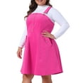 thumbnail image 2 of DARING DIVA Plus Size Corduroy Pinafore Overall Dress 1X Hot Pink, 2 of 6