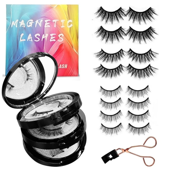 Magnetic Eyelashes, Natural Look False Eyelashes with Applicator, Reusable & Waterproof Magnetic Lashes Kit without Eyeliner, Glue-free & All-Day Comfort