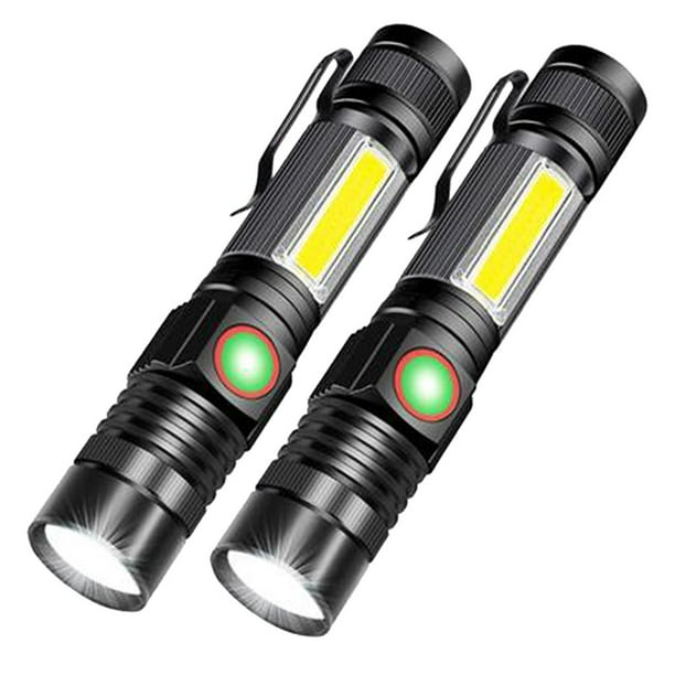 LED Rechargeable Flashlight, USB Flashlight (with 2 packs of 18650