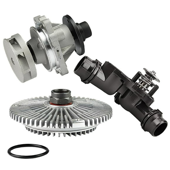 TOPAZ 11527505302+11517527799+11531437040 Water Pump + Fan Clutch + Thermostat Assembly Compatible with BMW E46 E39 E53 X5