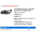 thumbnail image 2 of Left Headlight Assembly - Compatible with 2013 - 2015 Honda Accord 2014, 2 of 2