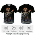 thumbnail image 3 of WHNBCW Men's Patriotic Skull T-Shirt – American Flag & Lightning Graphic Tee – 3D Demon Skull Design for Casual, Festivals, and Biker Style, 3 of 7