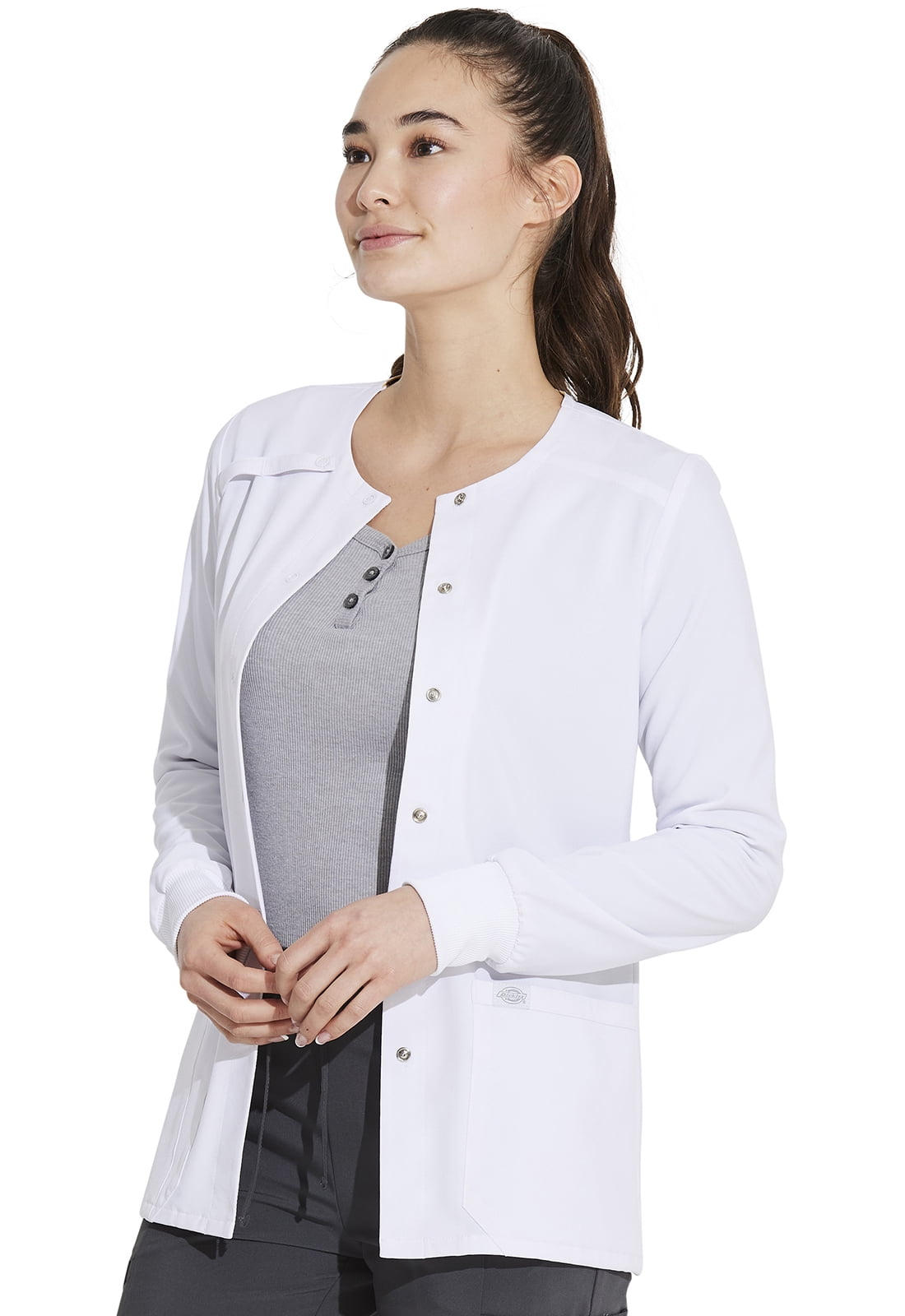 Dickies EDS Essentials Warm Up Scrubs Jacket for Women Snap Front DK305