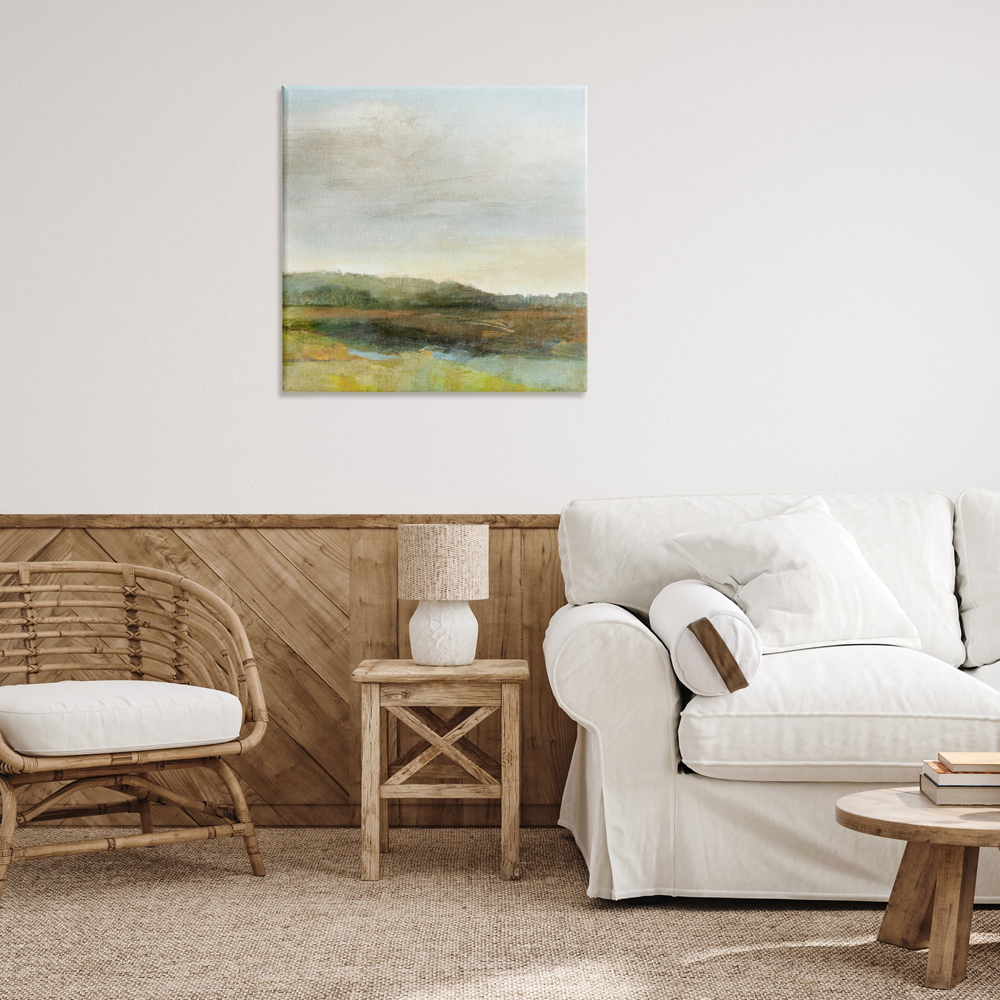 Stupell Industries Warm Summer Meadow Hills Landscape & Nature Painting Wrapped Canvas Art Print Wall Art, 30 x 30
