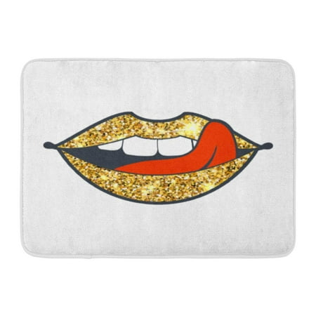 KDAGR Yellow Gold Lips Golden Sparcle Kiss Luxury Amber Particles Abstract Blink Doormat Floor Rug Bath Mat 23.6x15.7 inch