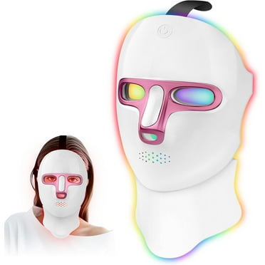 7-1 Color LED Facial Light Therapy for Face and Neck, All in One Red Light Therapy Mask, Reduces Wrinkles and Brightens Skin,Suitable for Home or Travel Use