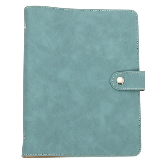 Uxcell A5 PU Leather Binder Cover, 6 Ring Loose Leaf Binder Protector Round Ring Binder Cover Refillable Notebook Binder for Meeting Photocard Budget Notebook Folder, Light Blue