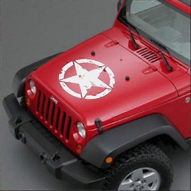 2 Pack Off-Road Star Military Destroy US Army Decals Personality Decor Stickers 20cm Vehicles 2 Pack (Black+White, 20cm)