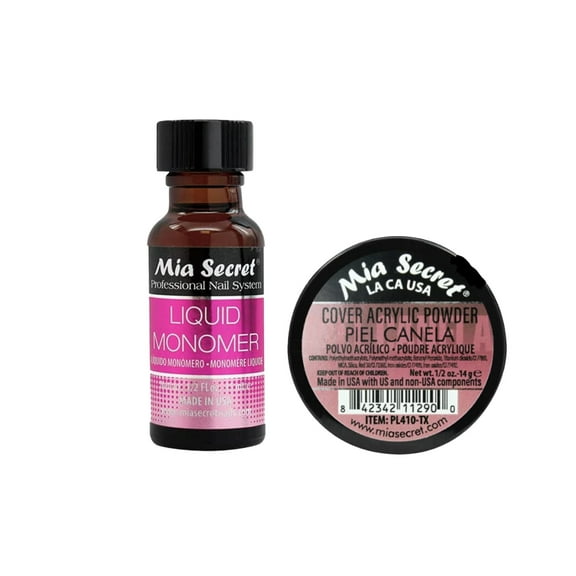 Mia Secret - Liquid Monomer (0.5 oz.) & Cover Acrylic Powder Piel Canela (0.5 oz.) - Combo