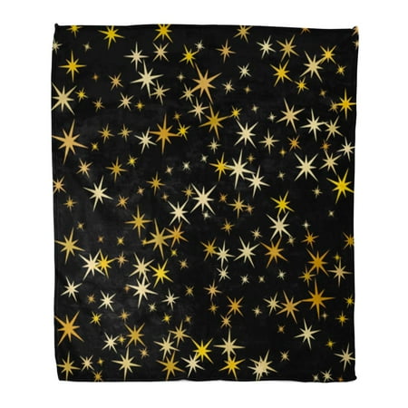Gold Sequin Throw Blanket ASHLEIGH 58x80 inch Super Soft Throw Blanket Cosmic Abstract with Gold Star Confetti Shining Sparkles Pattern Design on Black Home Decorative Flannel Velvet Plush Blanket ()