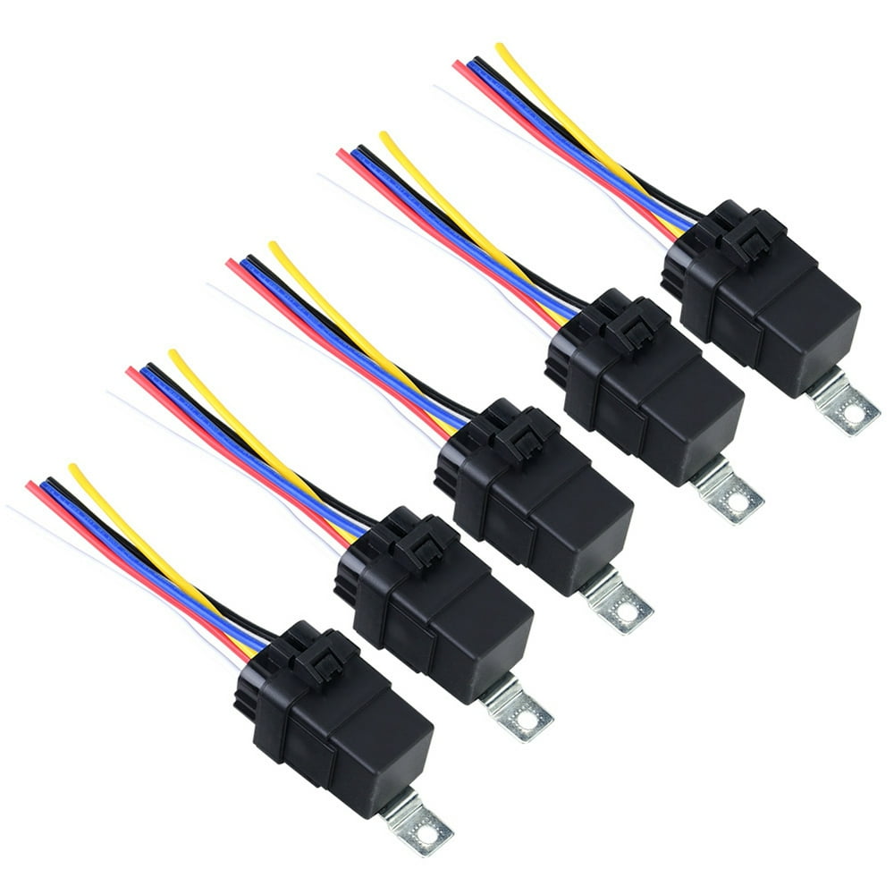 Tebru 5pcs Waterproof 12V 30A/40A 5Pin Car Truck Relay & Relay Socket