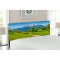thumbnail image 2 of Landscape Headboard, Wildflowers in the Alps and Snow-capped Mountains National Park Bavaria Germany, Upholstered Decorative Metal Bed Headboard with Memory Foam, Full Size, Yellow Green, by Ambesonne, 2 of 4