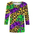 thumbnail image 5 of Mardi Gras Shirt Women Casual Funny Graphic 3/4 Sleeve Party Tee Shirts Round Neck Loose Fitted Festival Tops Trendy Mardi Gras Outfits 2026, 5 of 6