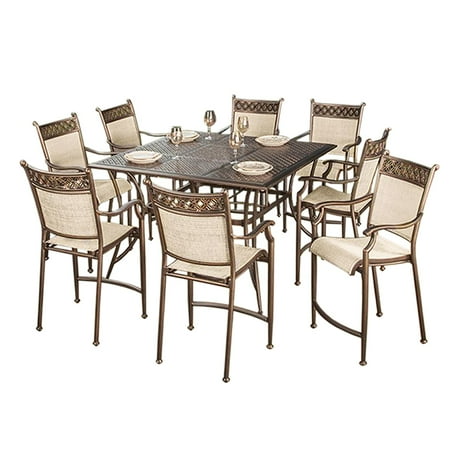 - 55” 11 Pc. Beautiful Bronze Colored Aluminum Outdoor Patio Bar Table Set
