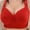 Red, variant on REORIAFEE Wireless Bras for Women Plus Size Lace Trim Underoutfit Wireless Bras V Neck Comfy Corset Bra Adjustable Straps Comfortable Breathable Brassiere Anti-Sagging Bra