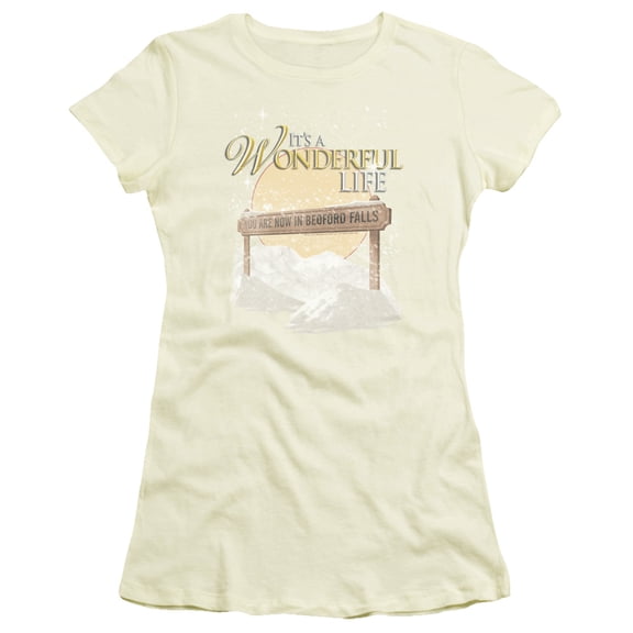 It’S A Wonderful Life Wonderful Story Junior Women's T-Shirt Sheer Cream