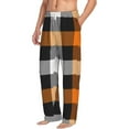 thumbnail image 2 of Uemuo Orange Plaid Pattern Men's Wide Leg Palazzo Lounge Pants with Pockets Light Weight Loose Comfy Casual Pajama Pants-X-Large, 2 of 9