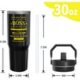 thumbnail image 2 of 30 Oz Boss Tumbler with Top Handle and Flip Straw, Black Stainless Steel Double Walled Vacuum Insulated Cup, Office Farewell Gifts for Manager, Mentor, Leader Women Men 1PC, 2 of 6