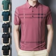 thumbnail image 1 of POINTERTECK Pull Homme Rayé Sans Plis en Soie Glacée Manches Courtes Ajusté pour Affaires, 1 of 8