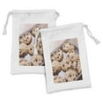 thumbnail image 1 of Cookie Fabric Pouch Set of 2, Chocolate Chip Snacks on a Tray Baking Themed Food Photography Dessert Time Concept, Drawstring Bag for Toiletries Masks and Favors, 9" x 6", Multicolor, by Ambesonne, 1 of 2