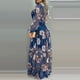thumbnail image 5 of Vestido de gasa con estampado de manga larga y cuello en V de hilo de red sexy para mujer Fridja  qw4635, 5 of 8