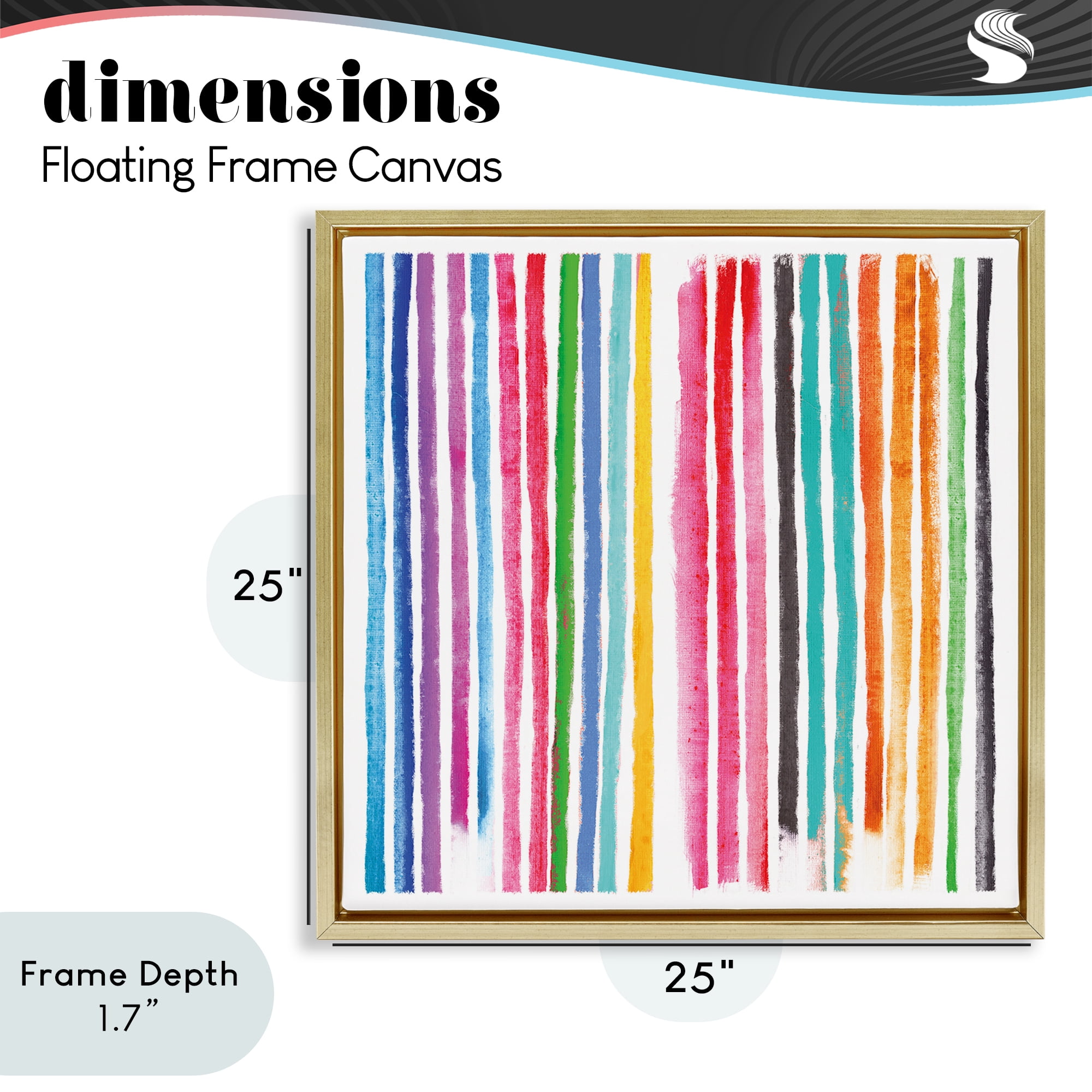 Stupell Industries Colorful Vertical Stripes Gold Framed Floater Canvas Wall Art, design by Amber Sterling