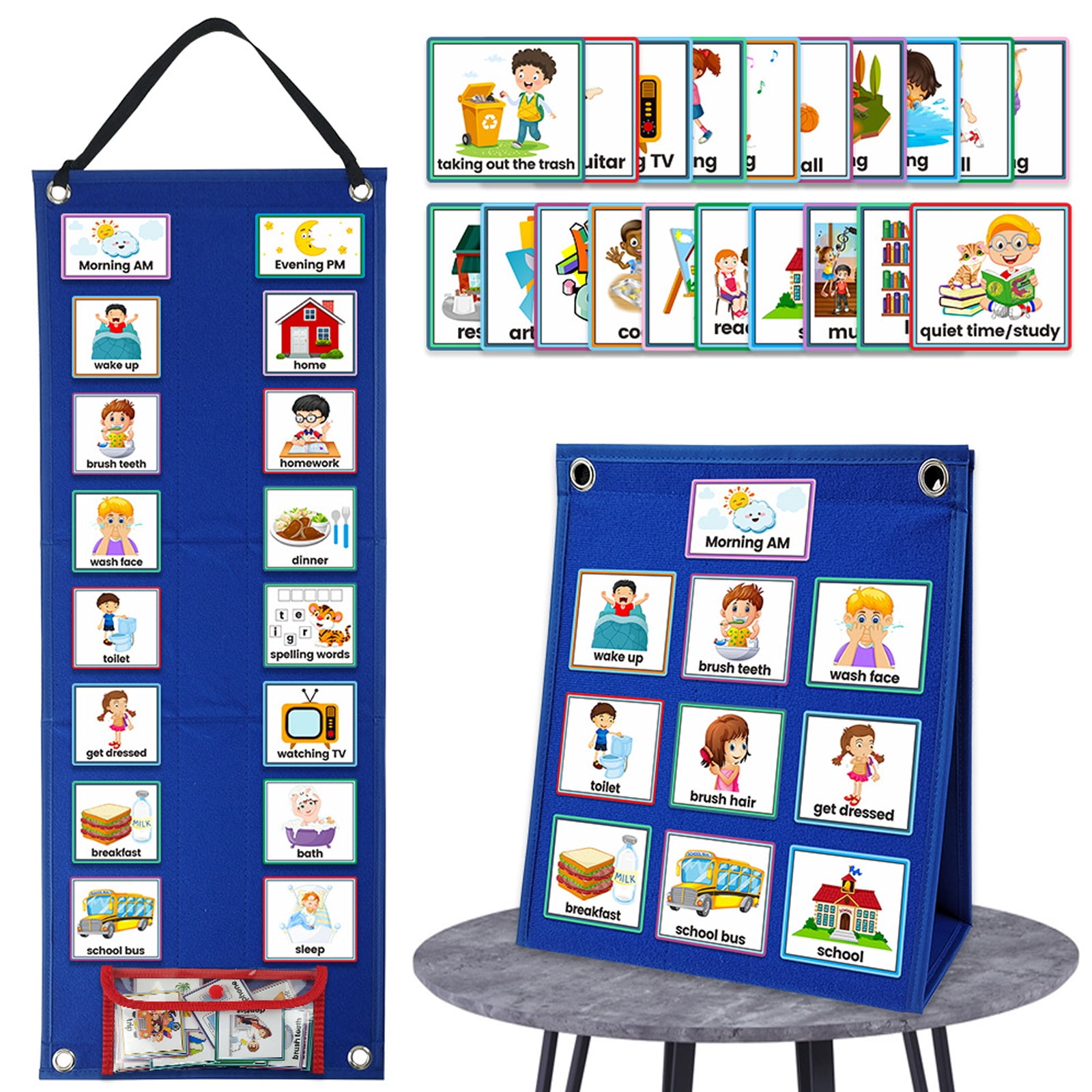 Kids Visual Schedule Calendar Chart,2 in 1 Autism Daily Chore Routine ...