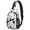 Bigfoot and Silhouette White Pattern, variant on Bigfoot and Tree White Pattern Sling Backpack, Unisex Cycling Crossbody Bag with Side Mesh Pockets, Breathable Padded Back Gift Ideas for Hiking Cycling Walking