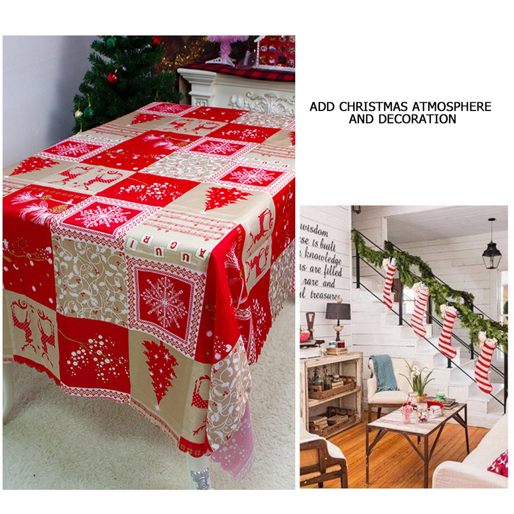 150x220cm Christmas Tablecloth Dinner Party New Year Print PVC Table Mat #OS