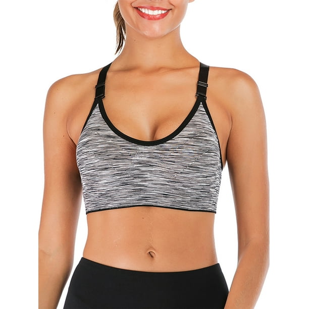 SAYFUT - Women's Seamless Wirefree Racerback Adjustable Straps Yoga Sports Bra Top Lingerie