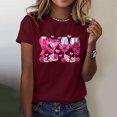 thumbnail image 2 of Gibobby Casual Playera de Manga Corta para Mujer Camiseta manga corta con estampado copa cinta concientización sobre el cáncer mama para mujer(Vino,G), 2 of 4