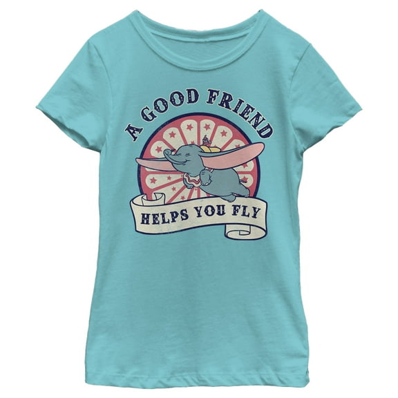 Girl's Dumbo A Good Friend Helps You Fly Graphic Tee Tahiti Blue Large