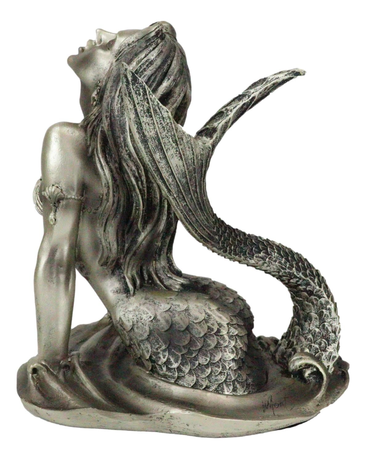 Ebros Large Sirens of The Seas Invertible Necromancer Gothic Mermaid Sand Timer Pillar of Skulls Ship Anchors Figurine 9