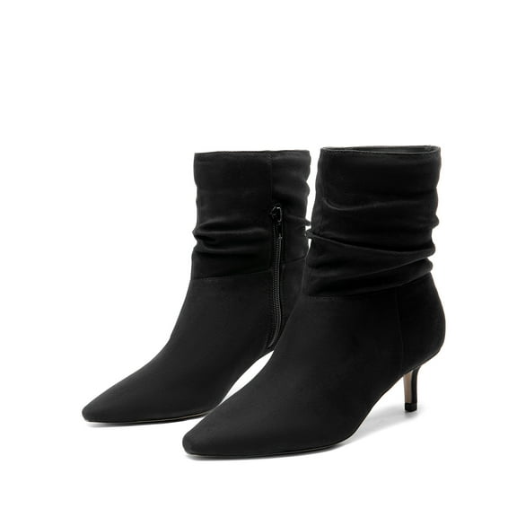 Womens Pointed Toe Heel Boots Stiletto Heels Mid-Calf Boots Zipper Booties