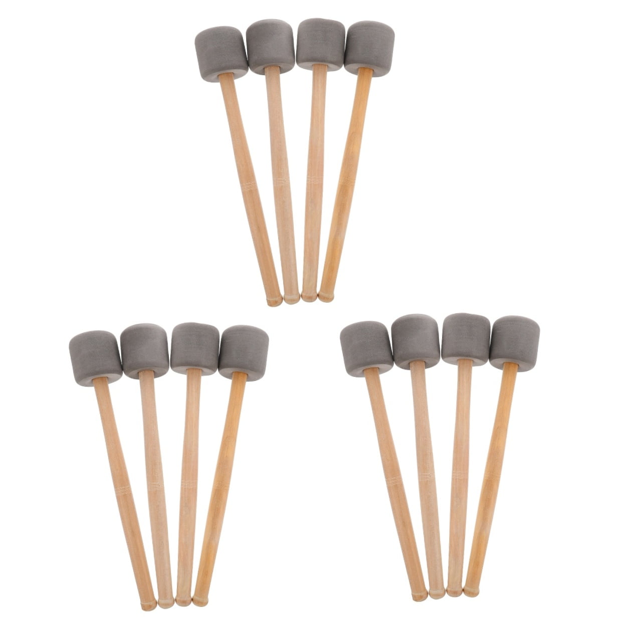 NUOLUX Percussion Instrument Grey Drumstick Wood Handle Comfortable Grip 12Pcs
