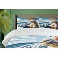 thumbnail image 6 of Ambesonne Cat Duvet Cover Set, Sunbathing Kitten Seaside Shore, Calking, Blue Pale Mustard, 6 of 6